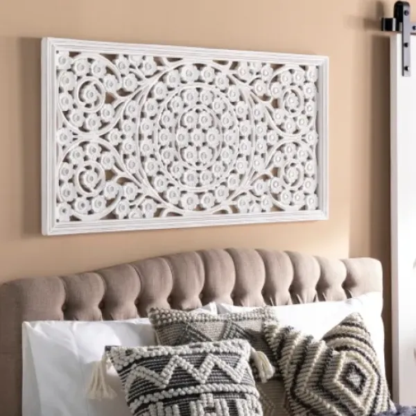 Wall Plaques-Kirkland's Home Floral Wood Plaque, 48X28 In. White