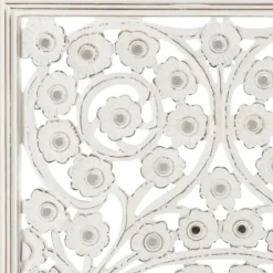 Wall Plaques-Kirkland's Home Floral Wood Plaque, 48X28 In. White