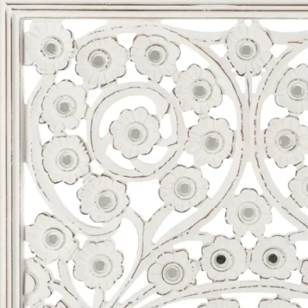Wall Plaques-Kirkland's Home Floral Wood Plaque, 48X28 In. White