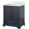 Bathroom Furniture-Kirkland's Home Florence Navy Wood Backsplash Sink Vanity Blue