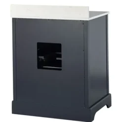 Bathroom Furniture-Kirkland's Home Florence Navy Wood Backsplash Sink Vanity Blue