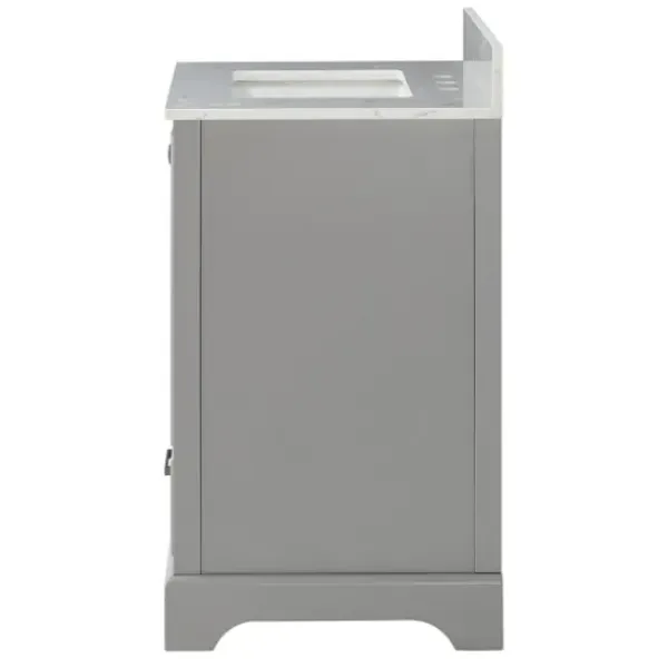 Bathroom Furniture-Kirkland's Home Florence Wood Backsplash Sink Vanity Gray