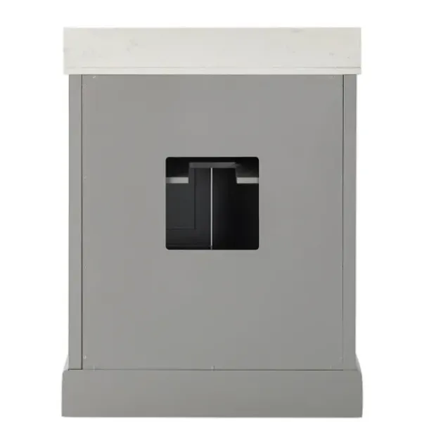 Bathroom Furniture-Kirkland's Home Florence Wood Backsplash Sink Vanity Gray