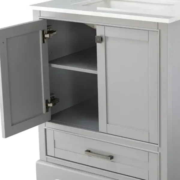Bathroom Furniture-Kirkland's Home Florence Wood Backsplash Sink Vanity Gray