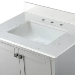 Bathroom Furniture-Kirkland's Home Florence Wood Backsplash Sink Vanity Gray