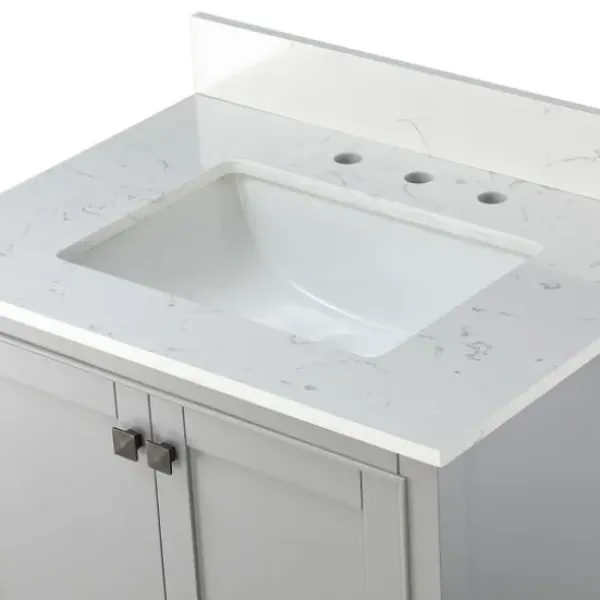 Bathroom Furniture-Kirkland's Home Florence Wood Backsplash Sink Vanity Gray
