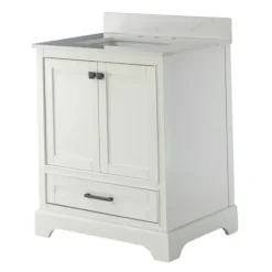 Bathroom Furniture-Kirkland's Home Florence Wood Backsplash Sink Vanity White