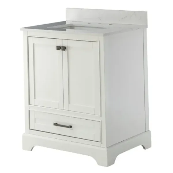 Bathroom Furniture-Kirkland's Home Florence Wood Backsplash Sink Vanity White