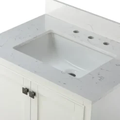 Bathroom Furniture-Kirkland's Home Florence Wood Backsplash Sink Vanity White
