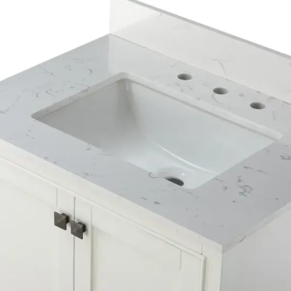 Bathroom Furniture-Kirkland's Home Florence Wood Backsplash Sink Vanity White