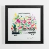Framed Art-Kirkland's Home Flower Bed Pickup Truck Framed Art Print White/Black/Multi