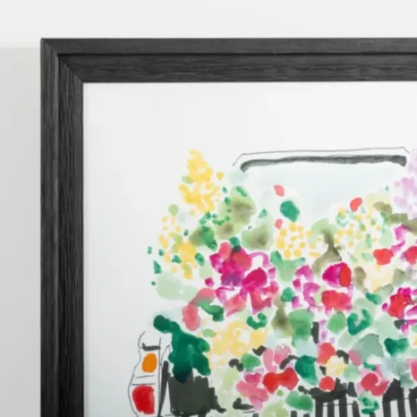 Framed Art-Kirkland's Home Flower Bed Pickup Truck Framed Art Print White/Black/Multi