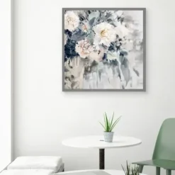 Canvas Art-Kirkland's Home Flower Impressions Framed Canvas Art Print Gray