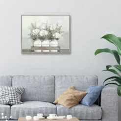Canvas Art-Kirkland's Home Flower Jars Framed Canvas Art Print White