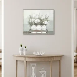 Canvas Art-Kirkland's Home Flower Jars Framed Canvas Art Print White