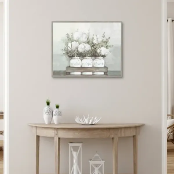 Canvas Art-Kirkland's Home Flower Jars Framed Canvas Art Print White