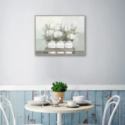 Canvas Art-Kirkland's Home Flower Jars Framed Canvas Art Print White