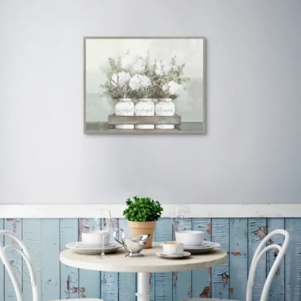 Canvas Art-Kirkland's Home Flower Jars Framed Canvas Art Print White