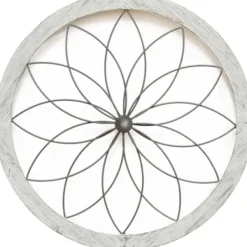 Wall Plaques-Kirkland's Home Flower Metal And Wood Art Wall Plaque White/Black