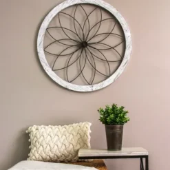 Wall Plaques-Kirkland's Home Flower Metal And Wood Art Wall Plaque White/Black