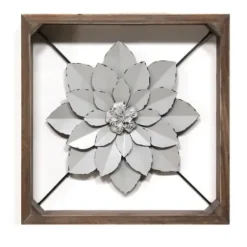 Wall Plaques-Kirkland's Home Flower Metal Framed Plaque Silver