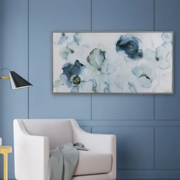 Framed Art-Kirkland's Home Flowering Indigo Floral Framed Art Print Blue/White/Black