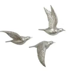 Wall Plaques-Kirkland's Home Flying Birds Wall Sculptures, Set Of 3 Silver