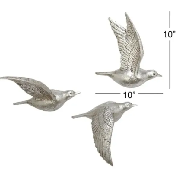 Wall Plaques-Kirkland's Home Flying Birds Wall Sculptures, Set Of 3 Silver