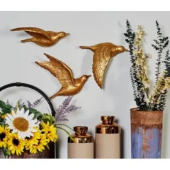 Wall Plaques-Kirkland's Home Flying Birds Wall Sculptures, Set Of 3 Gold