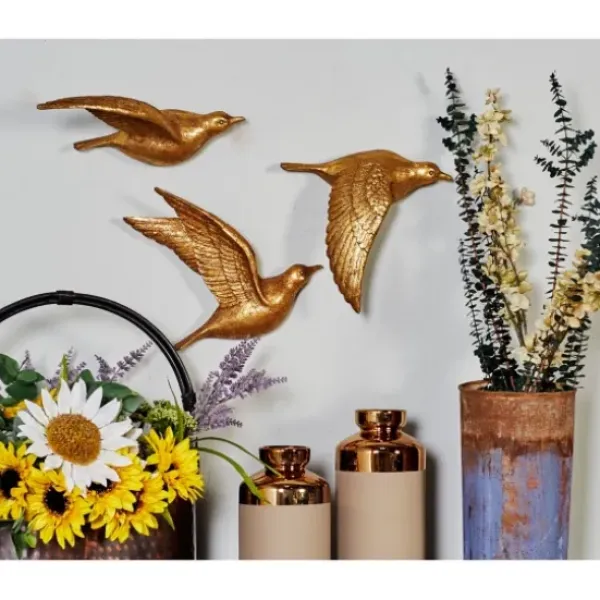 Wall Plaques-Kirkland's Home Flying Birds Wall Sculptures, Set Of 3 Gold