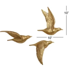 Wall Plaques-Kirkland's Home Flying Birds Wall Sculptures, Set Of 3 Gold