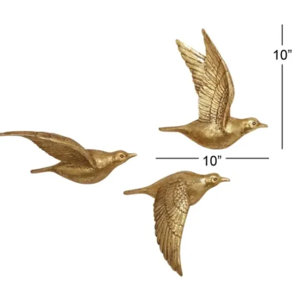 Wall Plaques-Kirkland's Home Flying Birds Wall Sculptures, Set Of 3 Gold