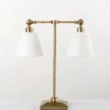 Table Lamps-Kirkland's Home Flynn Brass Double Table Lamp White