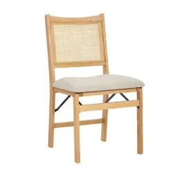 Accent Chairs-Kirkland's Home Folding Rat Cane Back Cushioned Chair Tan