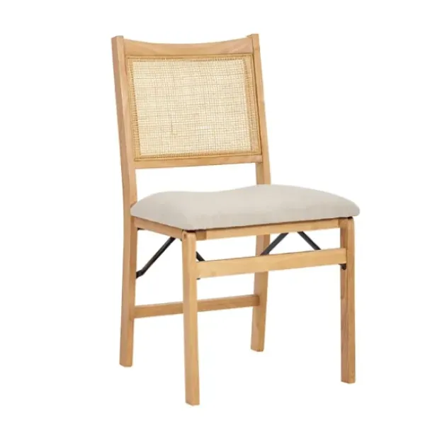 Accent Chairs-Kirkland's Home Folding Rat Cane Back Cushioned Chair Tan