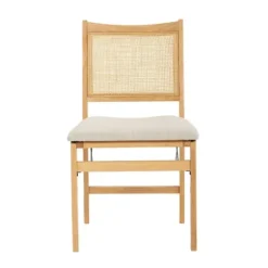Accent Chairs-Kirkland's Home Folding Rat Cane Back Cushioned Chair Tan
