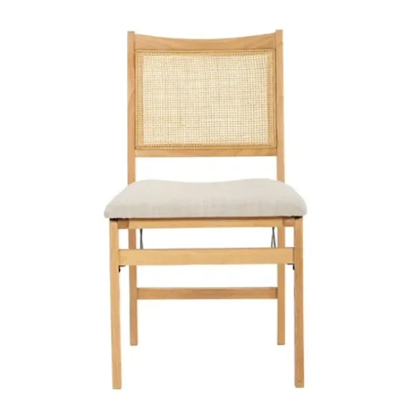 Accent Chairs-Kirkland's Home Folding Rat Cane Back Cushioned Chair Tan