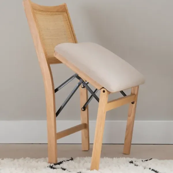 Accent Chairs-Kirkland's Home Folding Rat Cane Back Cushioned Chair Tan