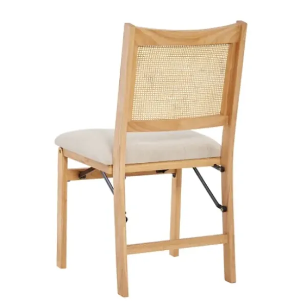 Accent Chairs-Kirkland's Home Folding Rat Cane Back Cushioned Chair Tan
