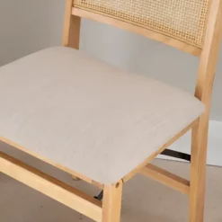 Accent Chairs-Kirkland's Home Folding Rat Cane Back Cushioned Chair Tan