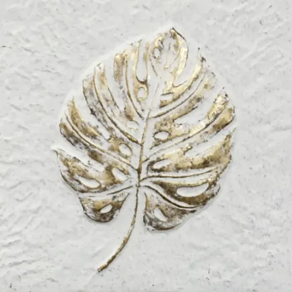 Wall Plaques-Kirkland's Home Foliole Relief Gold Leave Iii Wall Art White/Gold