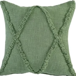 Pillows-Kirkland's Home Forest Fringe Diamond Pillow, 20 In. Green