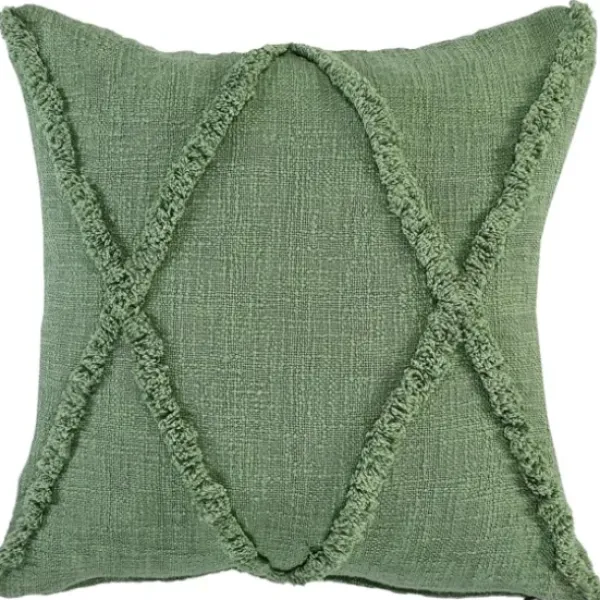 Pillows-Kirkland's Home Forest Fringe Diamond Pillow, 20 In. Green