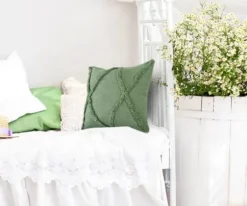 Pillows-Kirkland's Home Forest Fringe Diamond Pillow, 20 In. Green