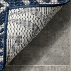 Outdoor Rugs-Kirkland's Home Forest Geo Lattice Outdoor Area Rug, 4X7 Green