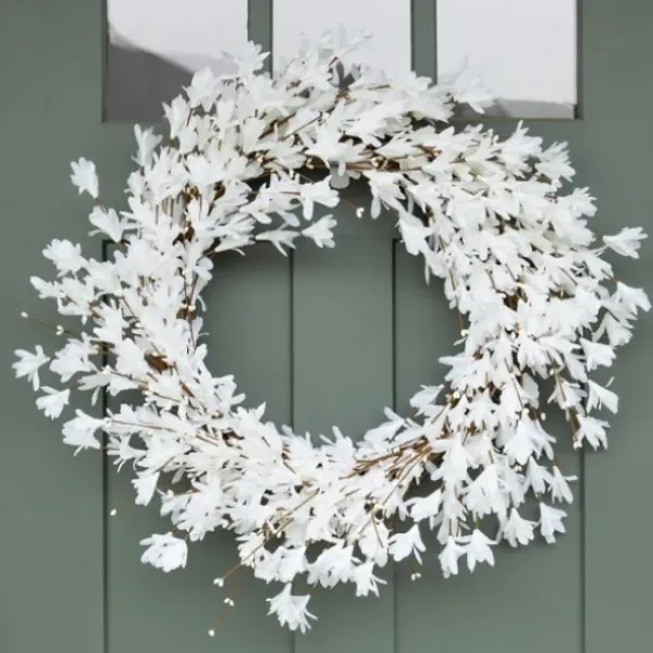 Wreaths-Kirkland's Home Forsythia Flowers Wreath White