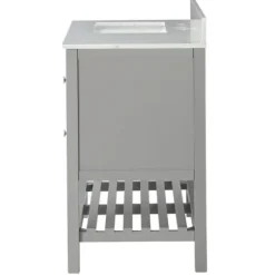 Bathroom Furniture-Kirkland's Home Foster Wood Backsplash Sink Vanity Gray
