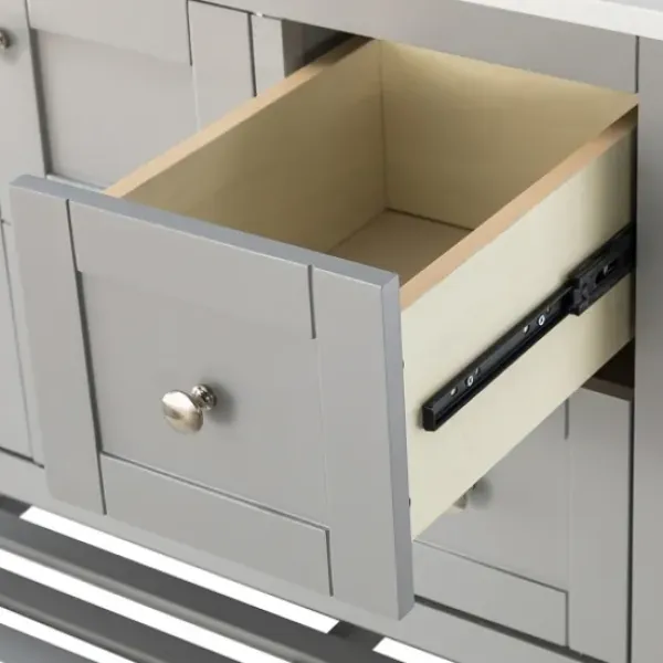 Bathroom Furniture-Kirkland's Home Foster Wood Backsplash Sink Vanity Gray