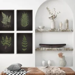 Framed Art-Kirkland's Home Four Ferns Framed Art Prints, Set Of 4 Black/Green