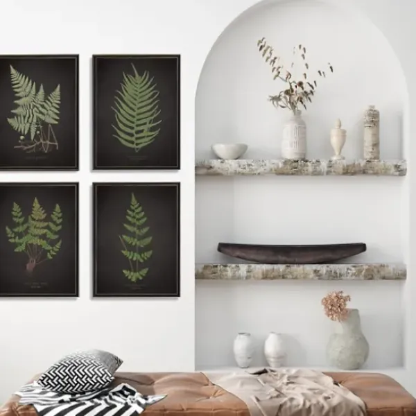Framed Art-Kirkland's Home Four Ferns Framed Art Prints, Set Of 4 Black/Green